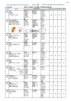 メニュー表 節分メニュー