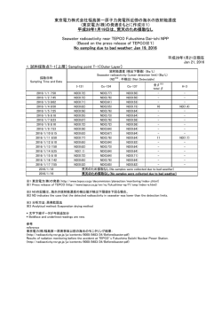 東京電力株式会社福島第一原子力発電所近傍の海域モニタリング（海水）