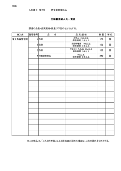 160 個 192 個 192 個 240 個 仕様書兼納入先一覧表