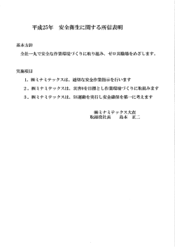 平成25年 安全衛生に関する所信表明