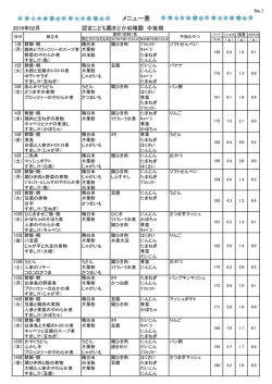 メニュー表（中後期）
