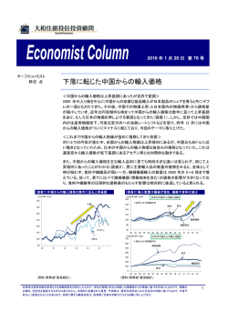 下落に転じた中国からの輸入価格