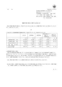 業績予想の修正に関するお知らせ