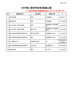 【中学校・高等学校等】教諭公募 （2016 年 ネン 1 月 ガツ 13 日 ニチ 更新