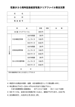 花里小30周  年記念航空写真クリアファイル等注文票