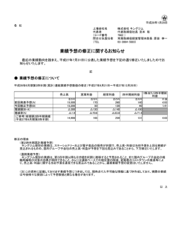 業績予想の修正に関するお知らせ