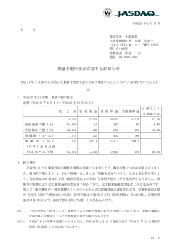 業績予想の修正に関するお知らせ