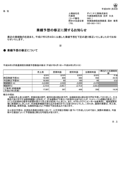 業績予想の修正に関するお知らせ