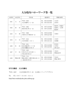 大分県内ハローワーク等一覧表