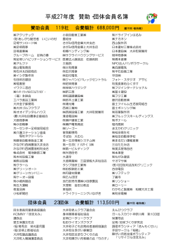 平成27年度 賛助・団体会員名簿