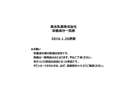 森永乳業株式会社 栄養成分一覧表 2016.1.26更新