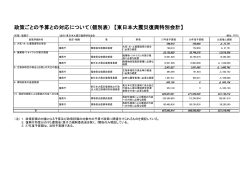 政策ごとの予算との対応について（個別表） 【東日本大震災復興
