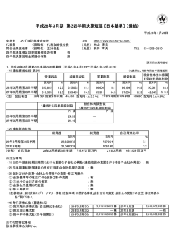 平成28年3月期 第3四半期決算短信 〔日本基準〕 （連結）