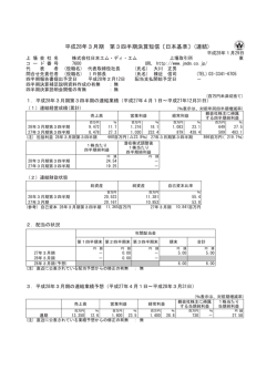 平成28年3月期 第3四半期決算短信〔日本基準〕(連結)