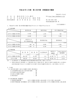 平成28年3月期 第3四半期 財務諸表の概要（ニュース