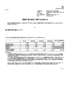 業績予想の修正に関するお知らせ