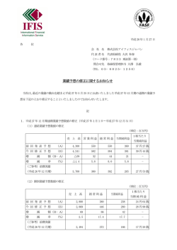 業績予想の修正に関するお知らせ