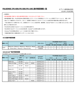 PULSENSE (PS-600/PS-500/PS-100) 動作確認機種  覧