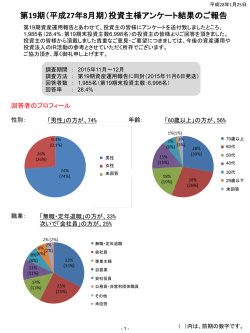 （平成27年8月期）投資主様アンケート結果のご報告