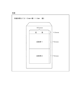 別図 別製封筒たて215mm&times;横110mm （裏） 90mm 広 告 10mm 広告