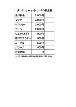 走行料金 2,000円 マシン 4,000円 ヘルメット 2,000円 ブーツ 2,000円