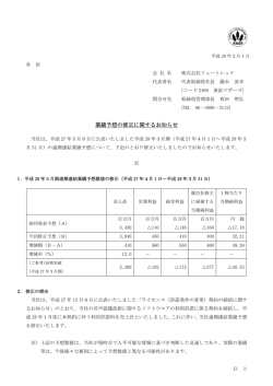 業績予想の修正に関するお知らせ