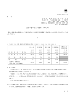 業績予想の修正に関するお知らせ