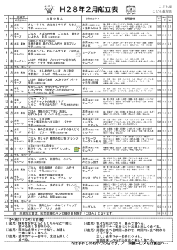 H28年2月献立表