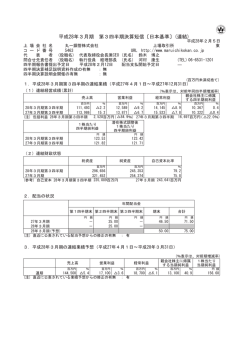 平成28年3月期 第3四半期決算短信〔日本基準
