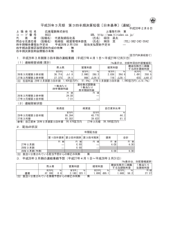 平成28年3月期 第3四半期決算短信〔日本基準〕(連結)