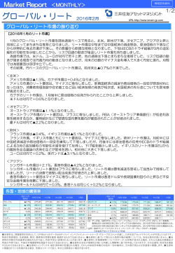 グローバル・リート市場の振り返り（2016年2月）