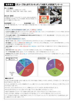 結果報告 1月コープきんきテストキッチン「水餃子」の試食アンケート
