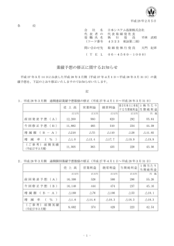 業績予想の修正に関するお知らせ