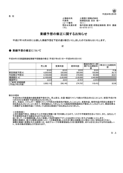 業績予想の修正に関するお知らせ