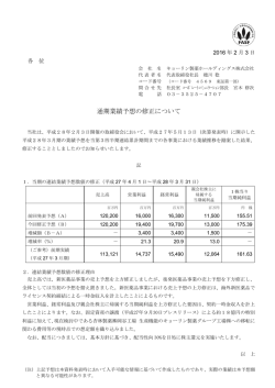 通期業績予想の修正について - キョーリン製薬ホールディングス