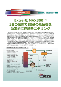 Extrel社 MAX300 1台の装置で80基の蒸留機を 効率的に連続モニタリング