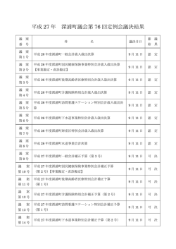 平成 27 年 深浦町議会第 76 回定例会議決結果