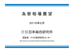 為替相場展望2016年2月号：新年入り後波乱の幕開け