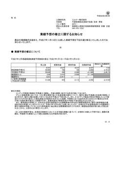 業績予想の修正に関するお知らせ （81KB）