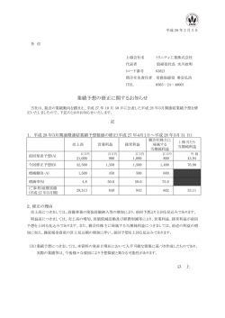 業績予想の修正に関するお知らせ