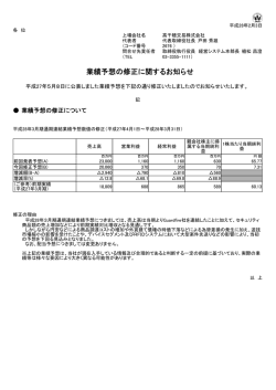 業績予想の修正に関するお知らせ