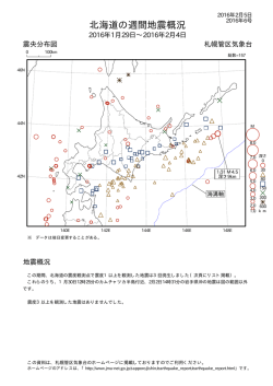 北海道の週間地震概況