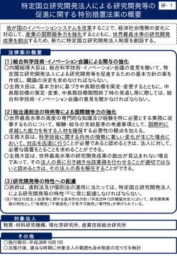 特定国立研究開発法人による研究開発等の 促進に関する特別措置法案