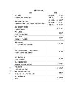 健診料金一覧 項目 金額