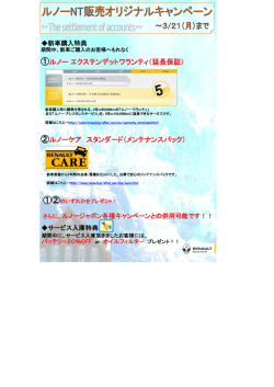 ①ルノー エクステンデットワランティ（延長保証） ②ルノーケア スタンダード