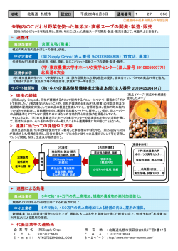 朱鞠内のこだわり野菜を使った無添加・高級スープの開発・製造・販売