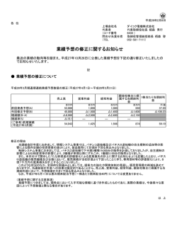 業績予想の修正に関するお知らせ