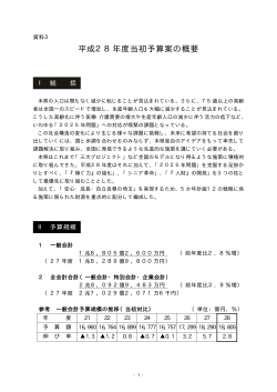 資料3 平成28年当初予算案の概要（PDF：473KB）