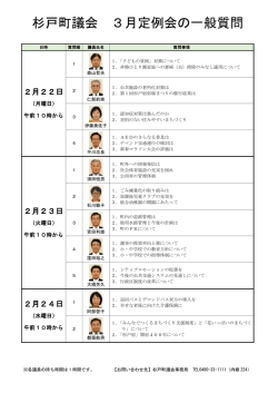 一般質問通告書一覧表