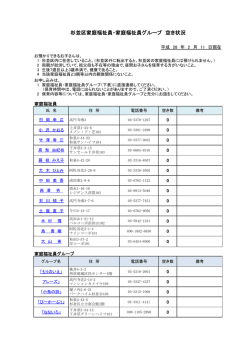 杉並区家庭福祉員・家庭福祉員グループ 空き状況
